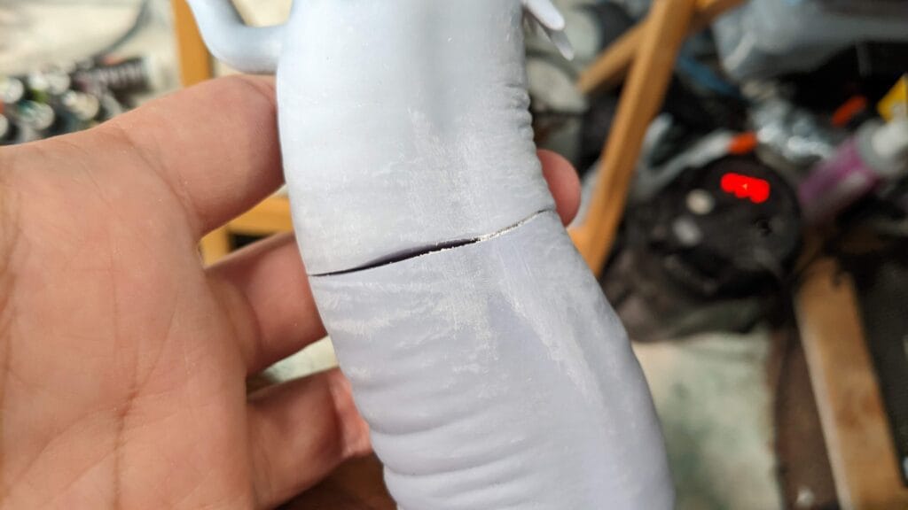 A gap where two 3D-printed parts meet together